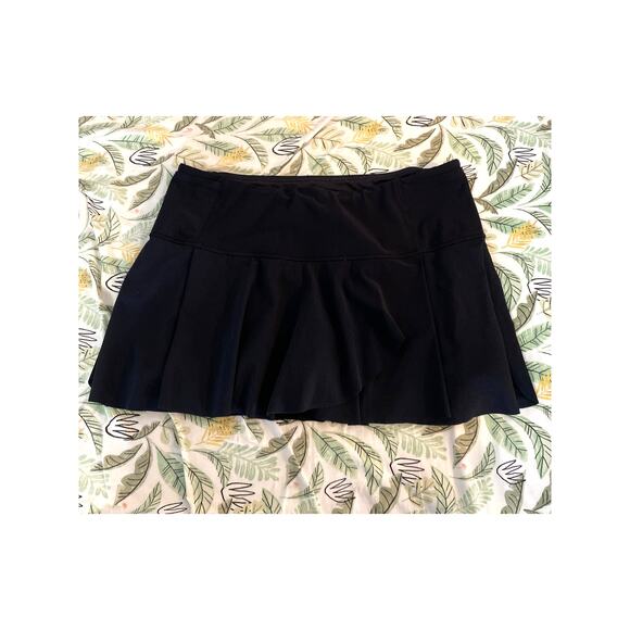 Lululemon Hit Your Stride Skirt Black Size 10 Tennis Ruffle Water Repellent - Picture 2 of 2